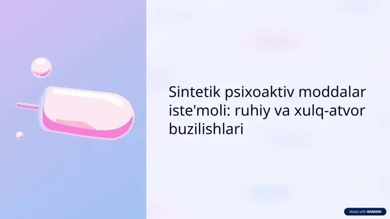 Sintetik psixoaktiv moddalarga qaramligi bor bemorlarni davolash va reabilitatsiyasi