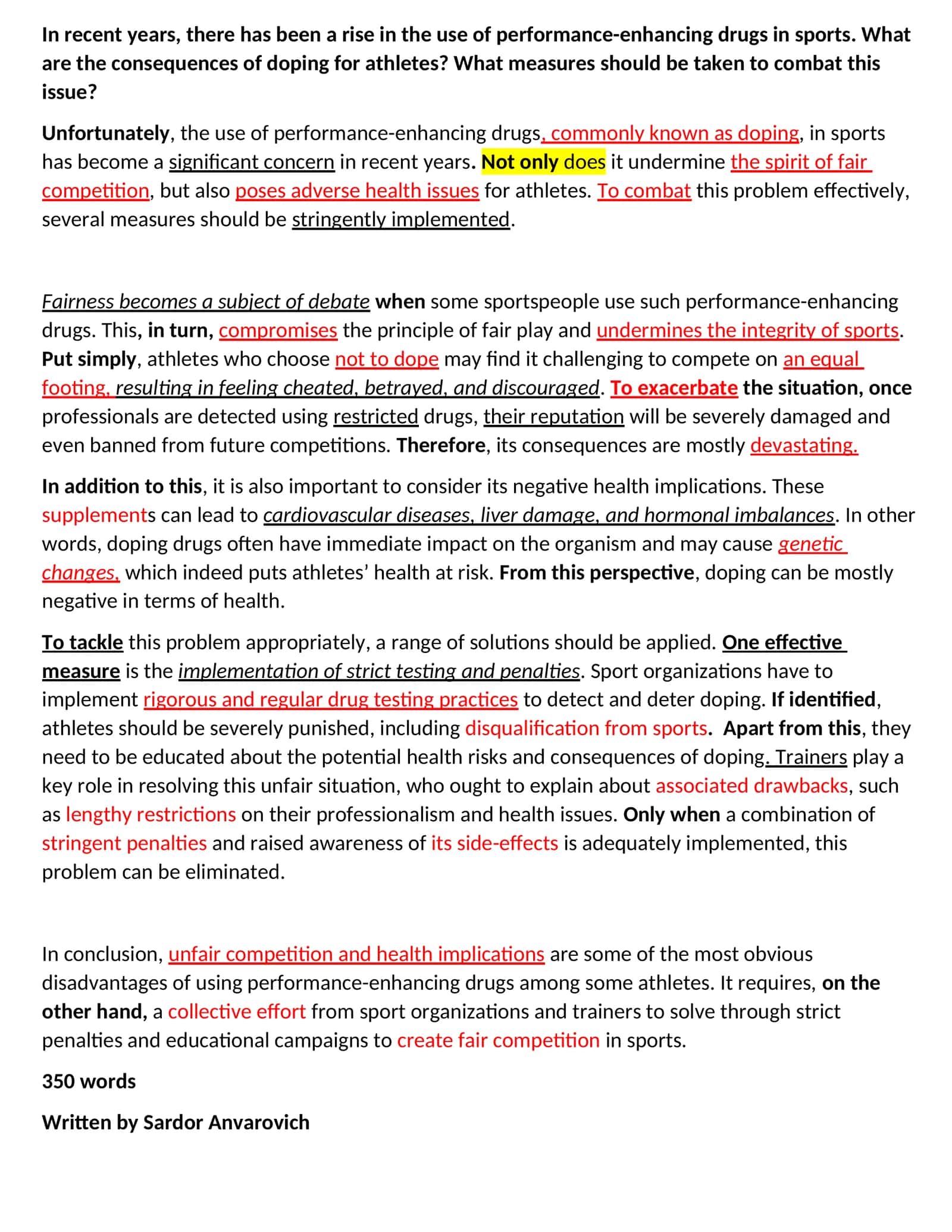 Consequences of Doping in Sports