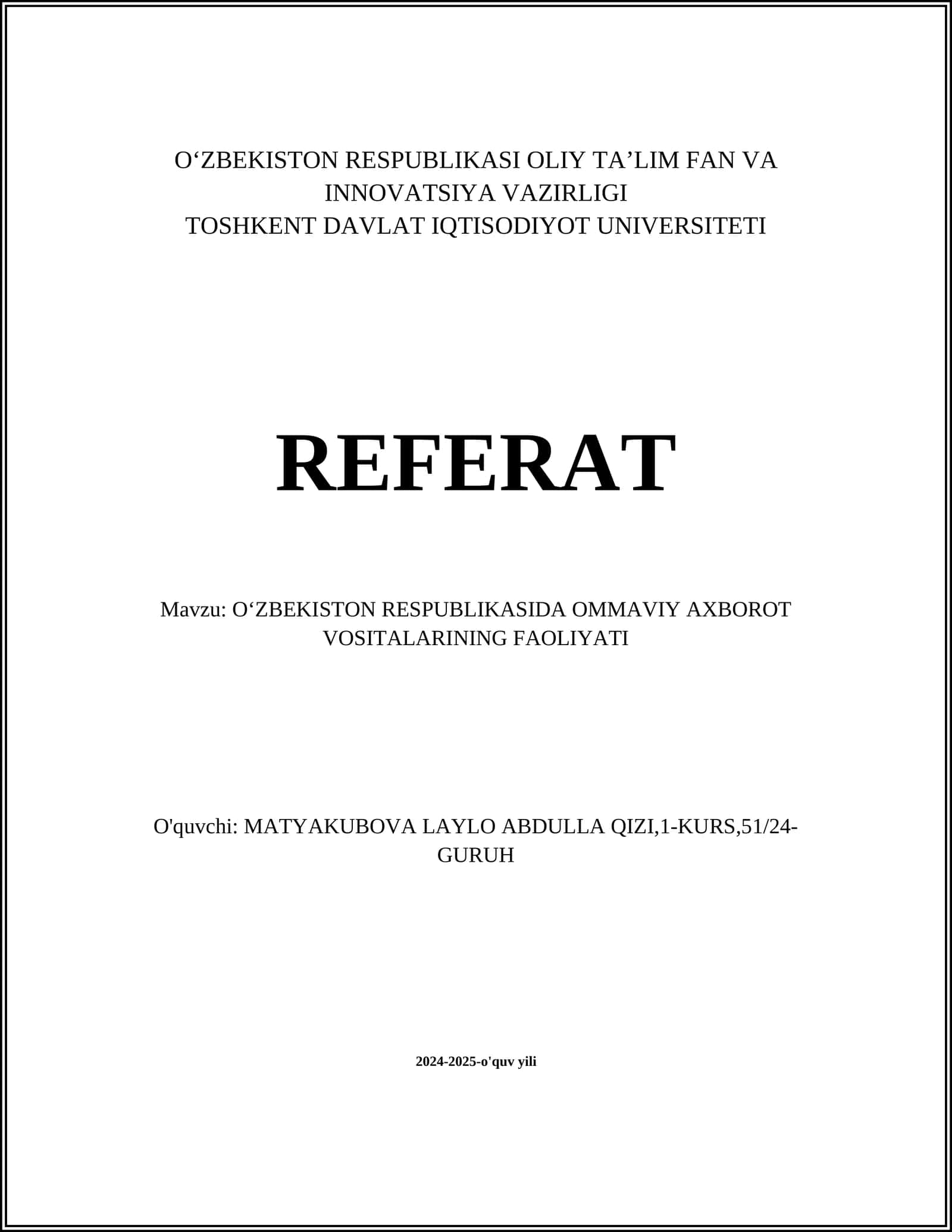 Ommaviy axborot vositalarining huquqiy bazasi