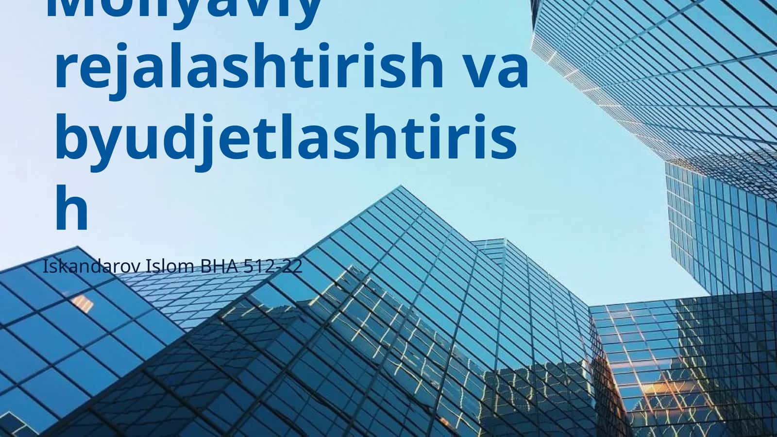 Moliyaviy rejalashtirish va byudjetlashtirish