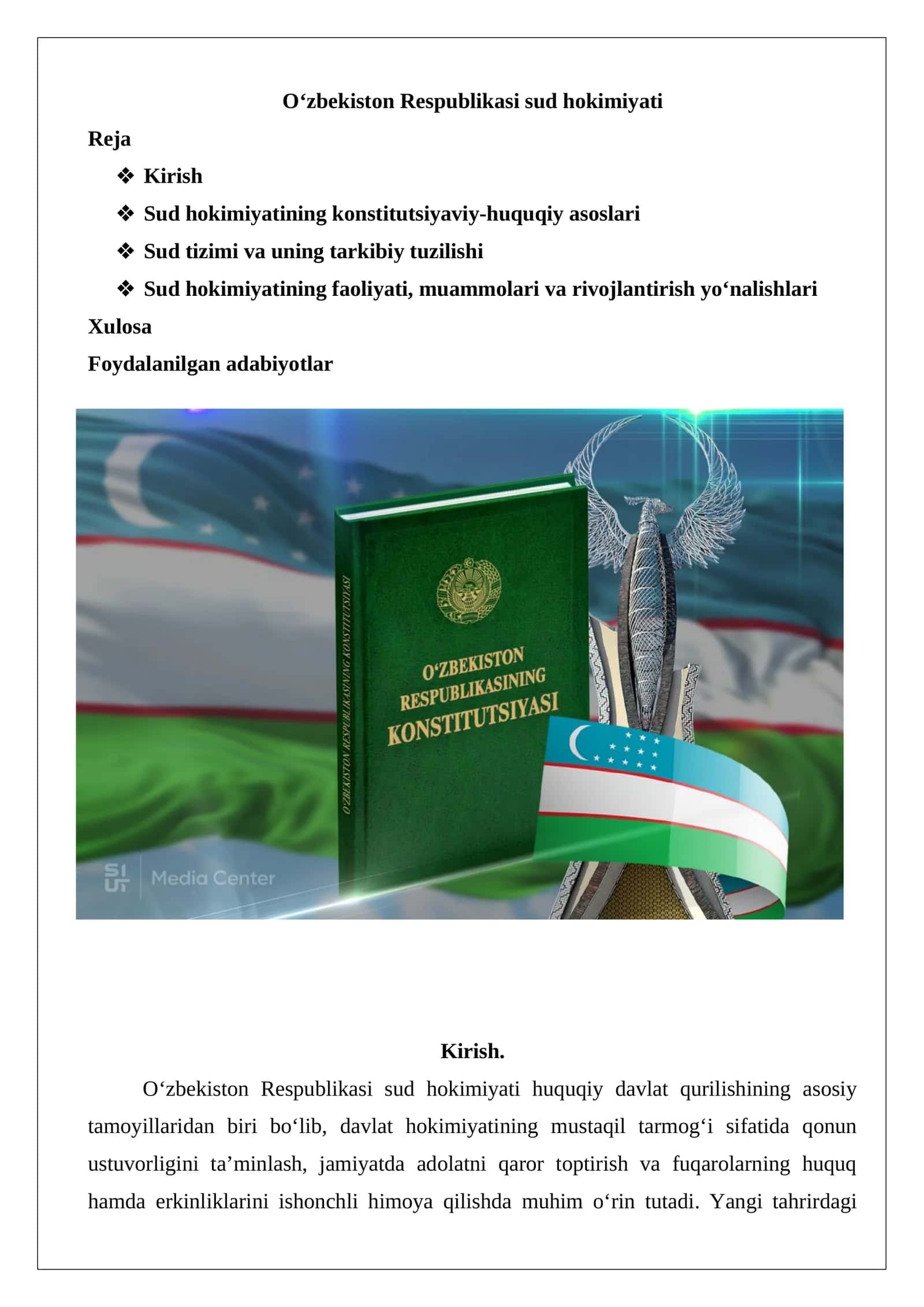 O‘zbekiston Respublikasi sud hokimiyati