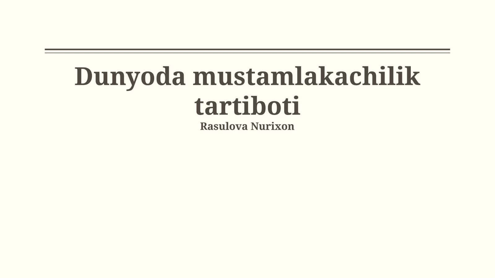 Mustamlakachilik tartiboti