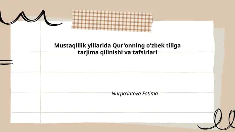 Qur'onning o'zbek tiliga tarjima qilinishi va tafsirlari