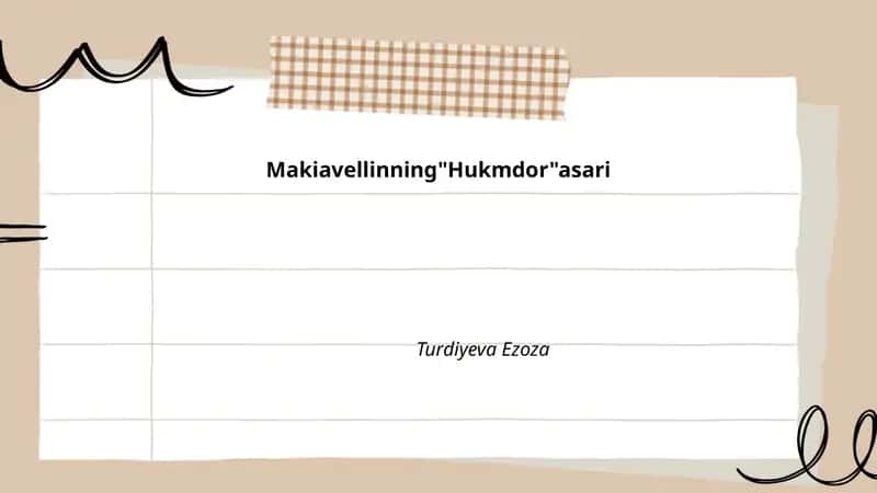 Makiavellinning "Hukmdor" asari