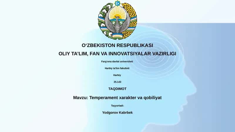 Temperament xarakter va qobiliyat