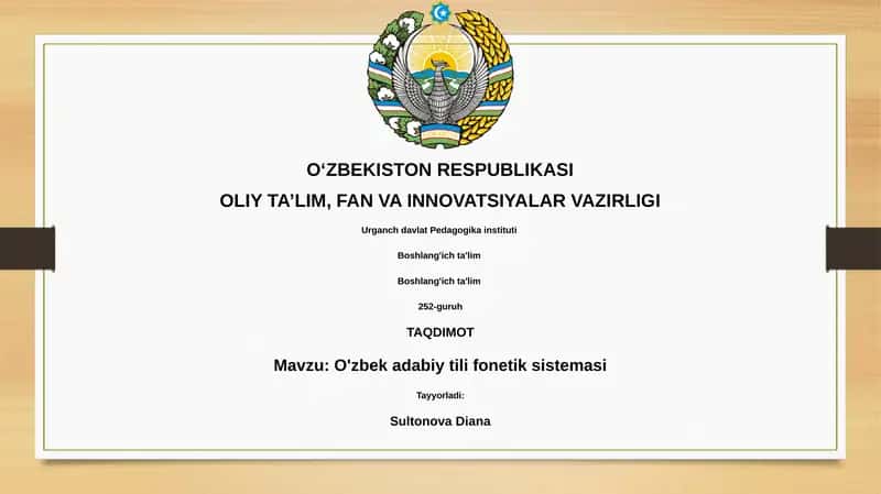O'zbek adabiy tili fonetik sistemasi