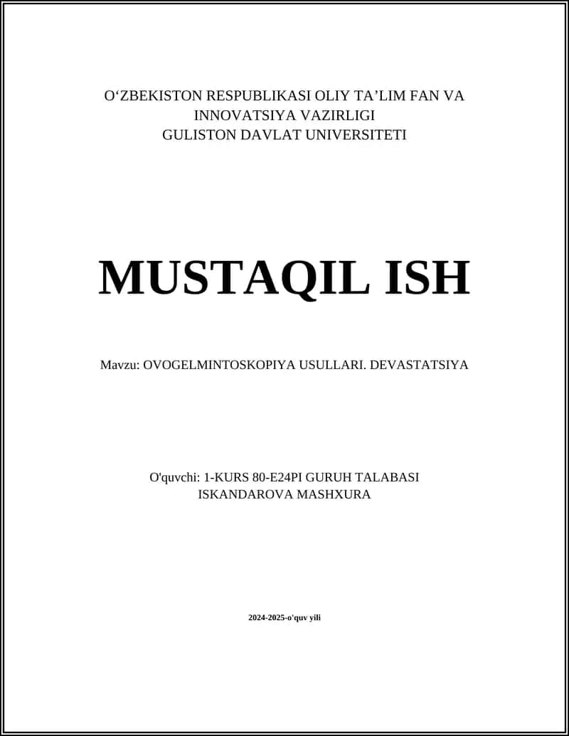 OVOGELMINTOSKOPIYA USULLARI