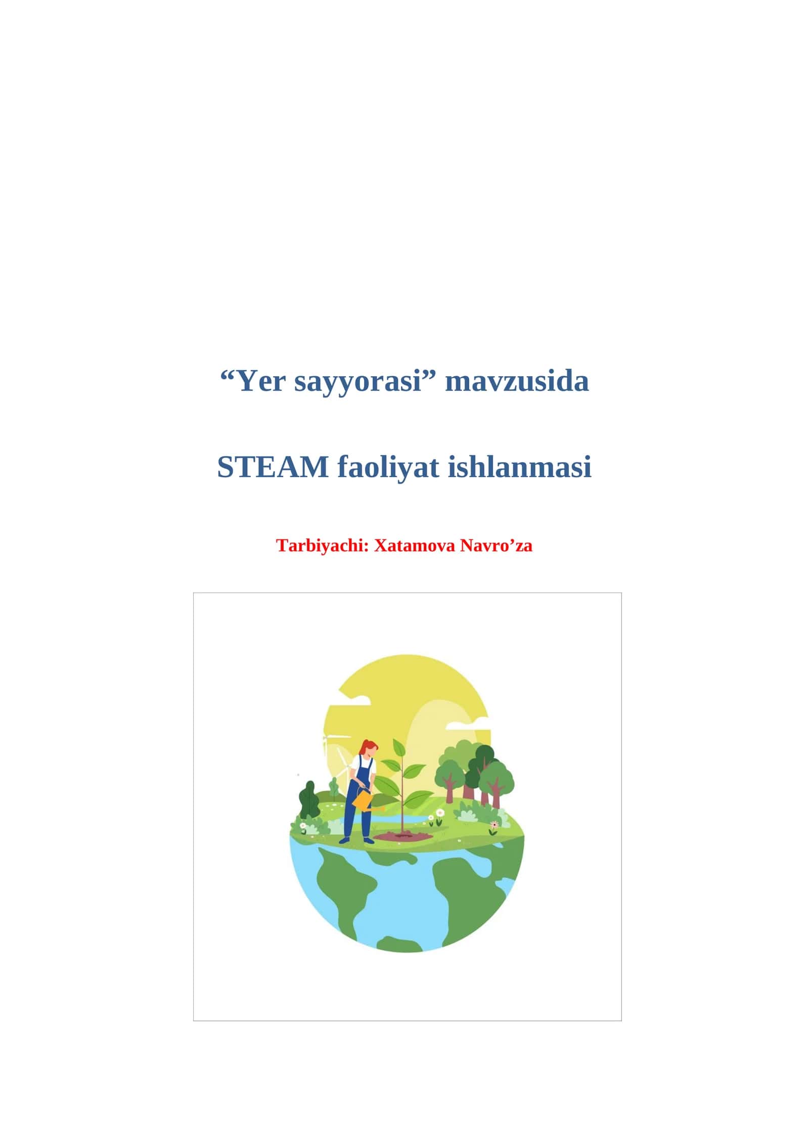 Yer sayyorasi STEAM faoliyat ishlanmasi