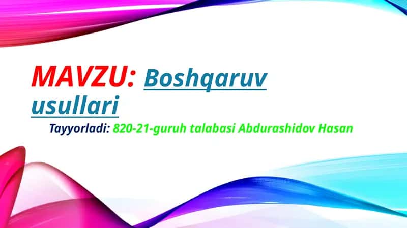Boshqaruv usullari