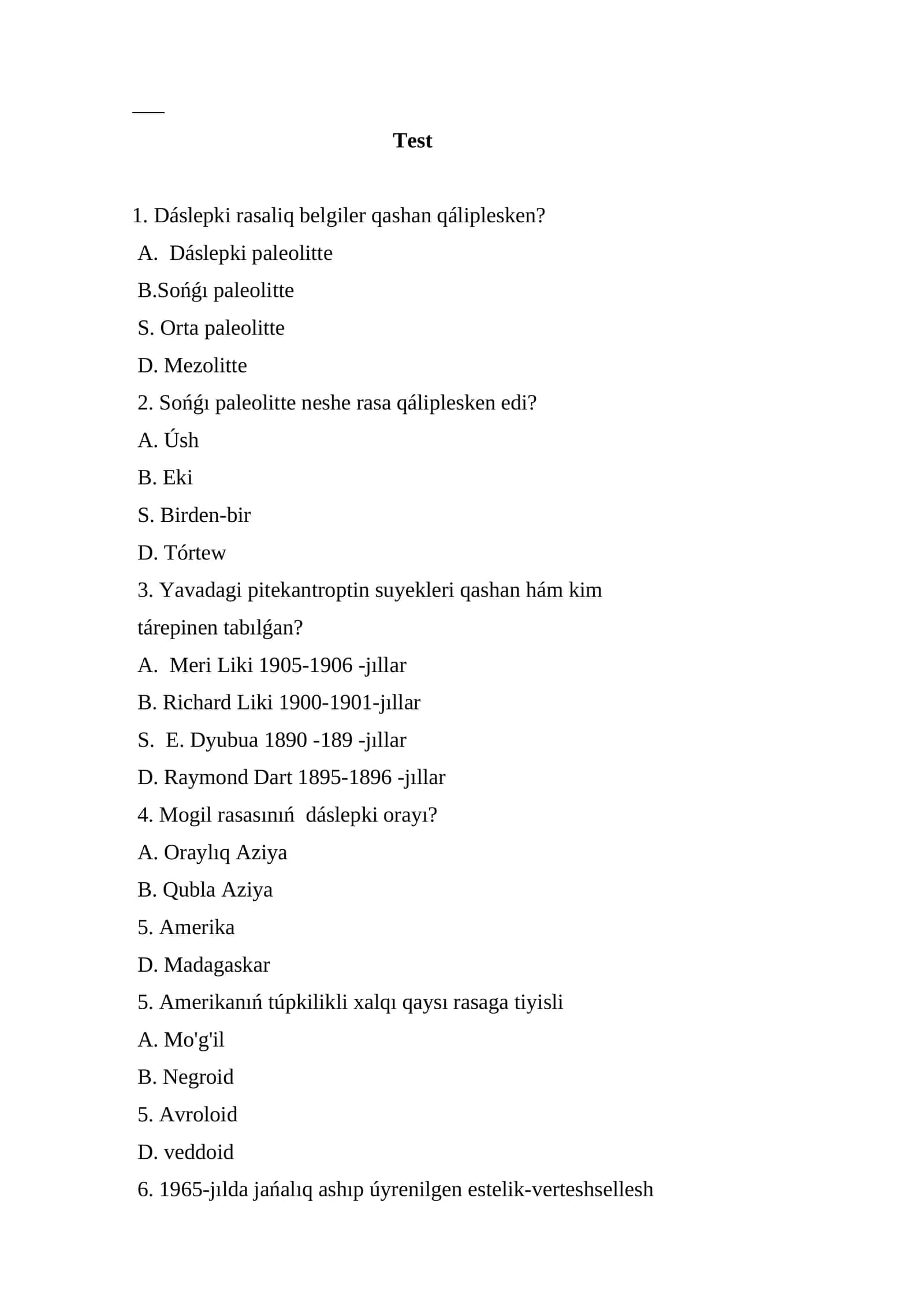 Dáslepki rasaliq belgiler