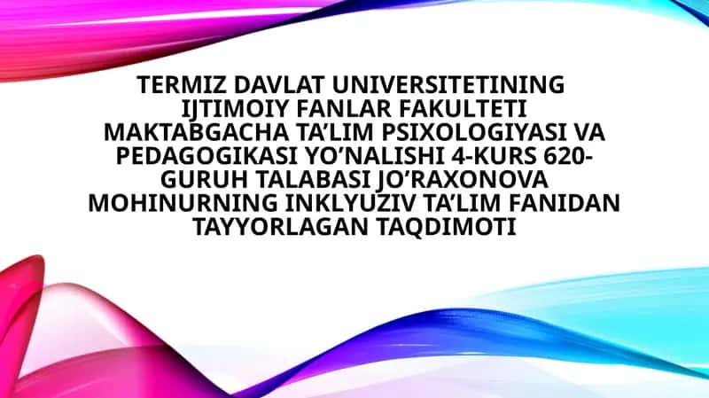Maktabgacha ta’lim psixologiyasi va pedagogikasi