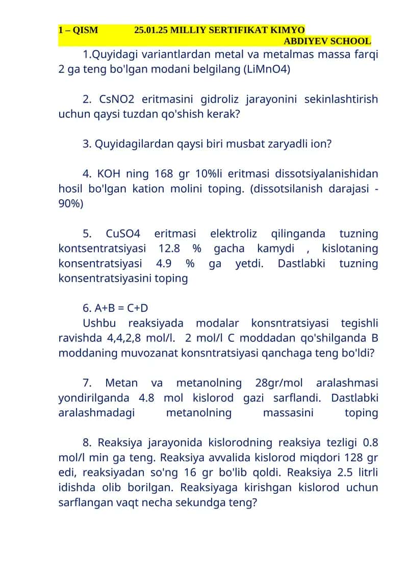 QISM 25.01.25 MILLIY SERTIFIKAT KIMYO ABDIYEV SCHOOL