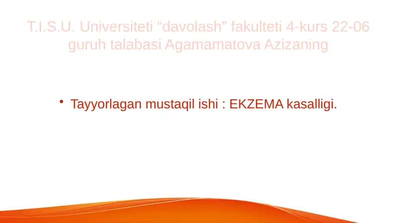 EKZEMA kasalligi