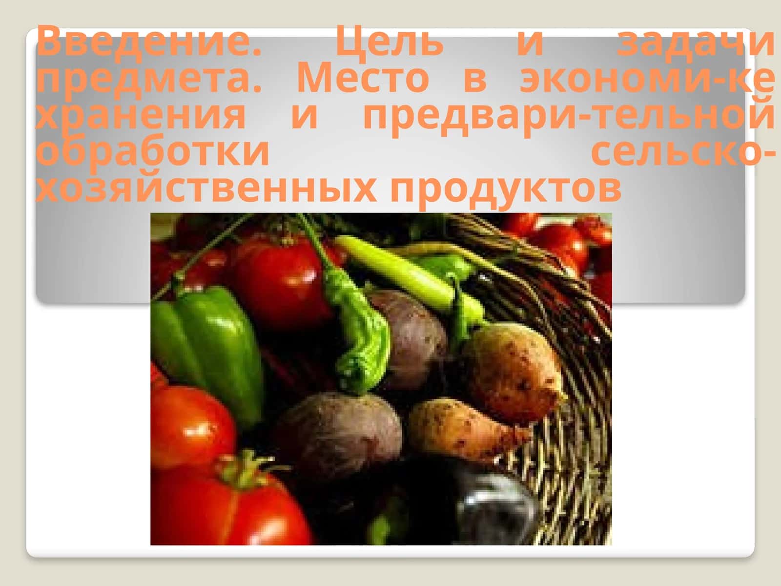 Иқтисодиётда қишлоқ хўжалиги маҳсулотларини сақлаш ва дастлабки ишлов бериш