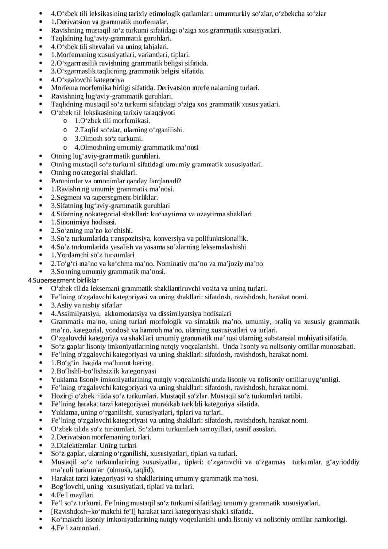 O‘zbek tili leksikasining tarixiy etimologik qatlamlari