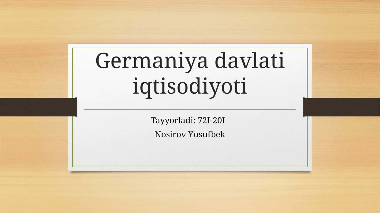 Germaniya davlati iqtisodiyoti
