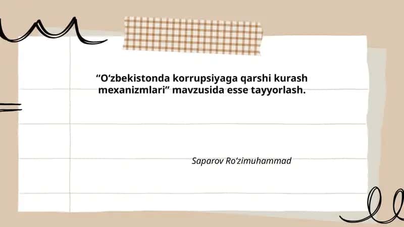 O‘zbekistonda korrupsiyaga qarshi kurash mexanizmlari