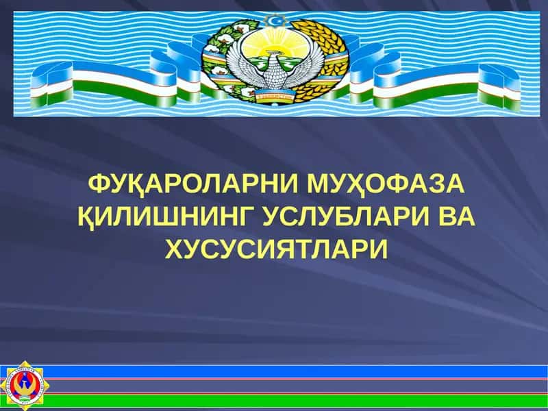 ФУҚАРОЛАРНИ МУҲОФАЗА ҚИЛИШНИНГ УСЛУБЛАРИ ВА ХУСУСИЯТЛАРИ
