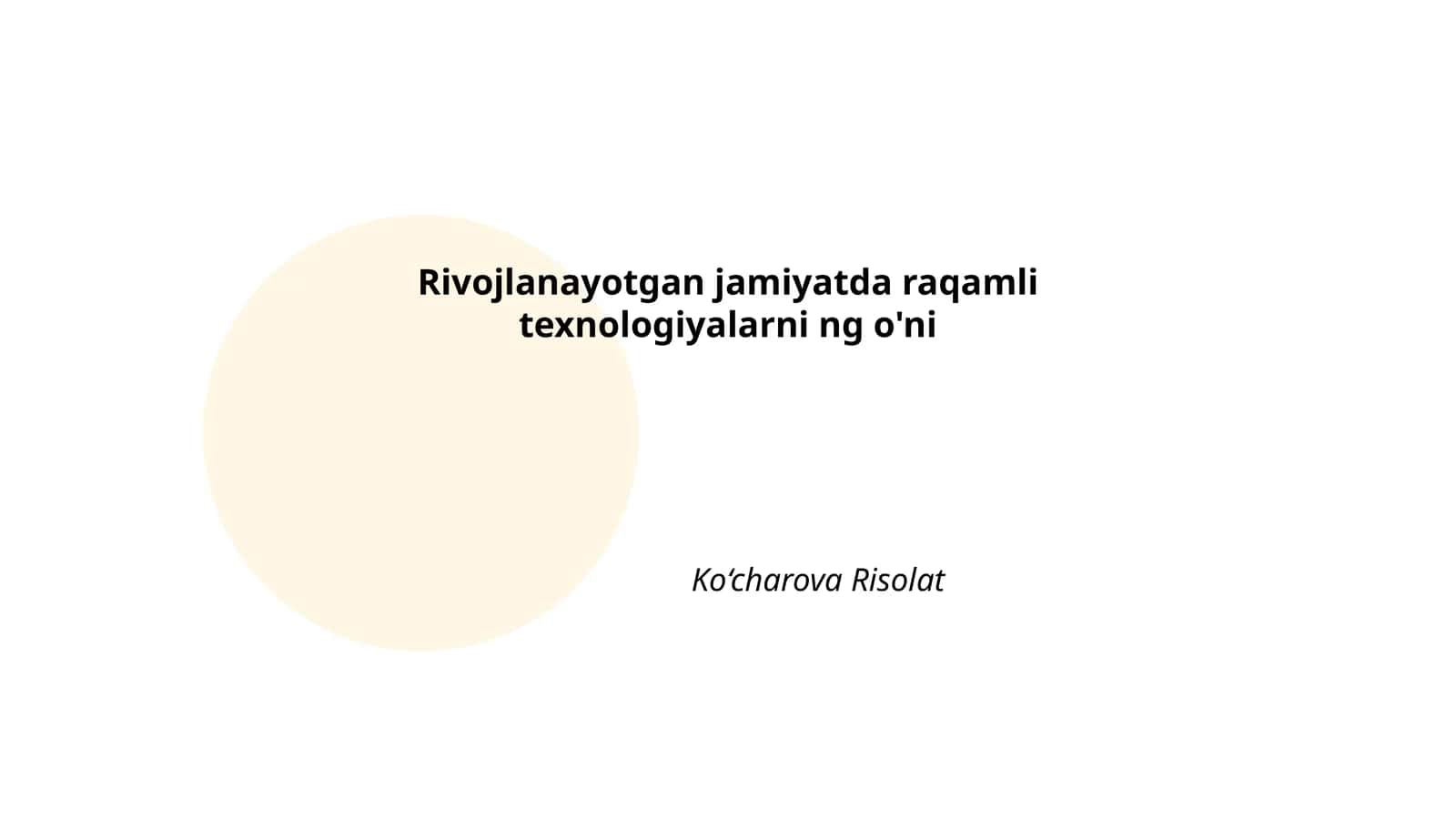 Raqamli texnologiyalarning ta'limda roli