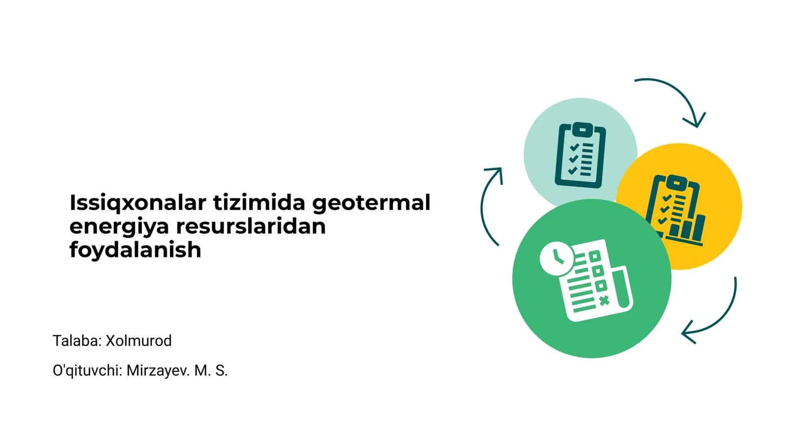 Issiqxonalar tizimida geotermal energiya resurslaridan foydalanish