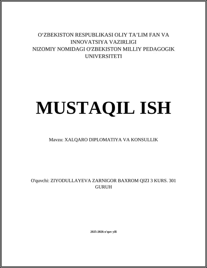 XALQARO DIPLOMATIYA VA KONSULLIK