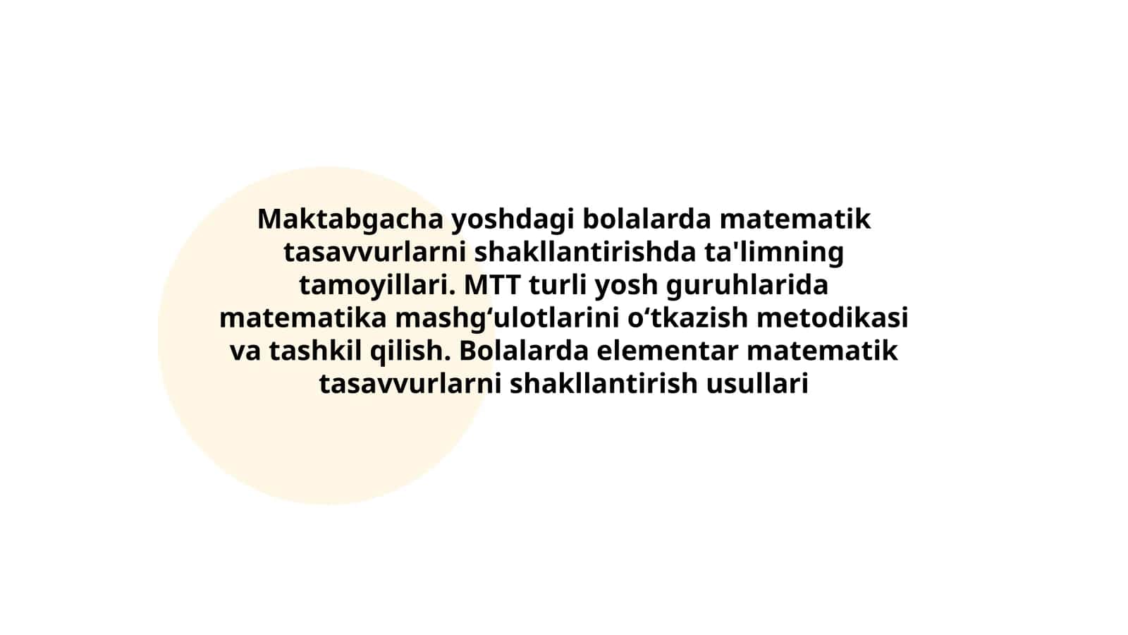 Bolalarda matematik tasavvurlarni shakllantirishda ta'limning tamoyillari