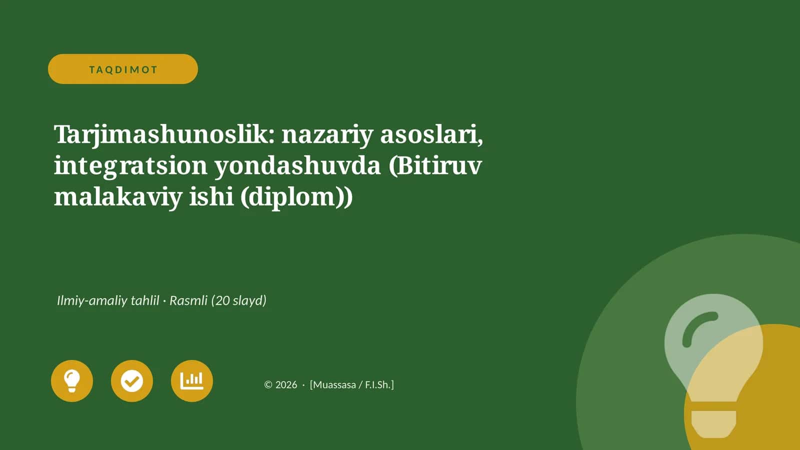 Tarjimashunoslik: nazariy asoslari, integratsion yondashuvda (Bitiruv malakaviy ishi (diplom))