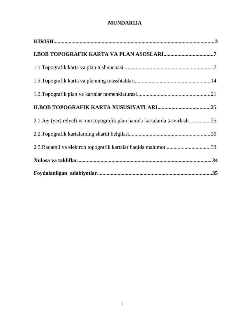 Topografik Karta va Plan Asoslari