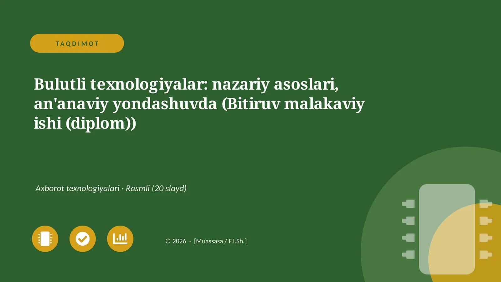 Bulutli texnologiyalar: nazariy asoslari, an'anaviy yondashuvda (Bitiruv malakaviy ishi (diplom))