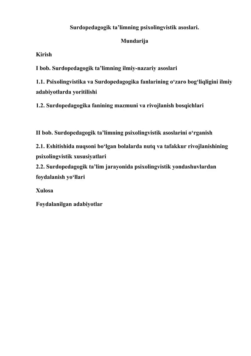 Surdopedagogik Ta'lim Psixolingvistik Asoslari