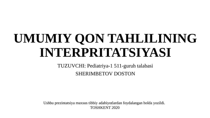 UMUMIY QON TAHLILINING INTERPRETATSIYASI