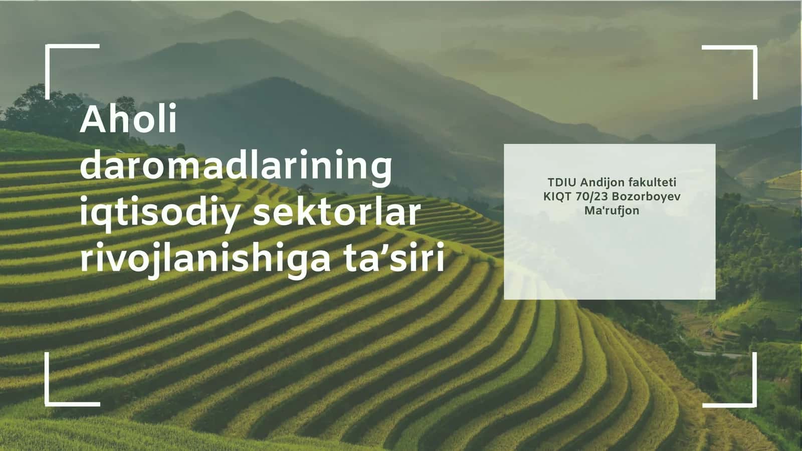 Aholi daromadlarining iqtisodiy sektorlar rivojlanishiga ta’siri