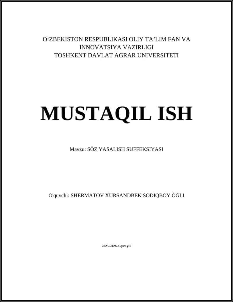 SÕZ YASALISH SUFFEKSIYASI