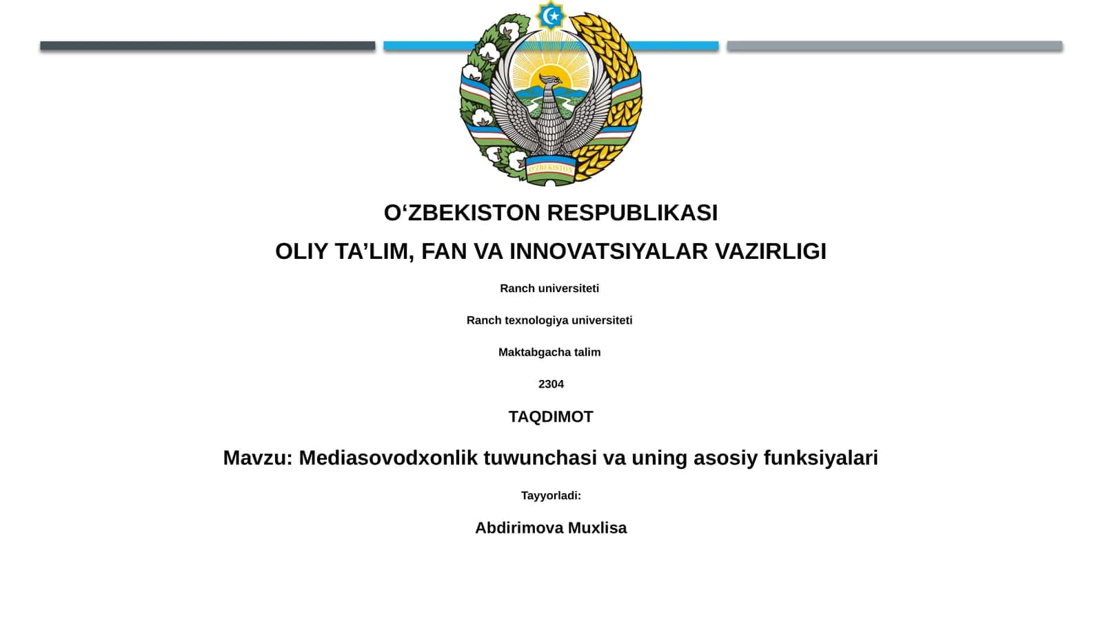 Mediasovodxonlik tuwunchasi va uning asosiy funksiyalari