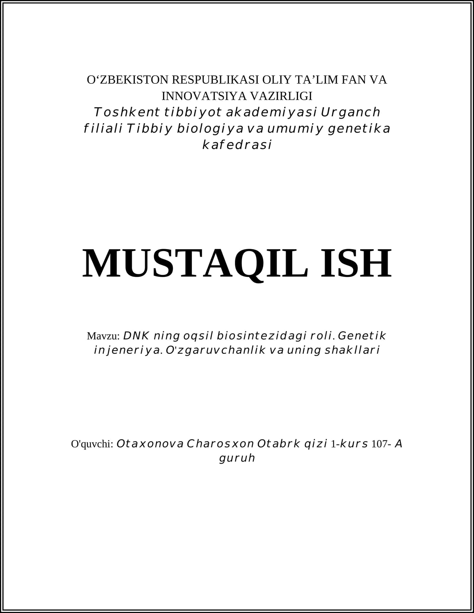 MUSTAQIL ISH
