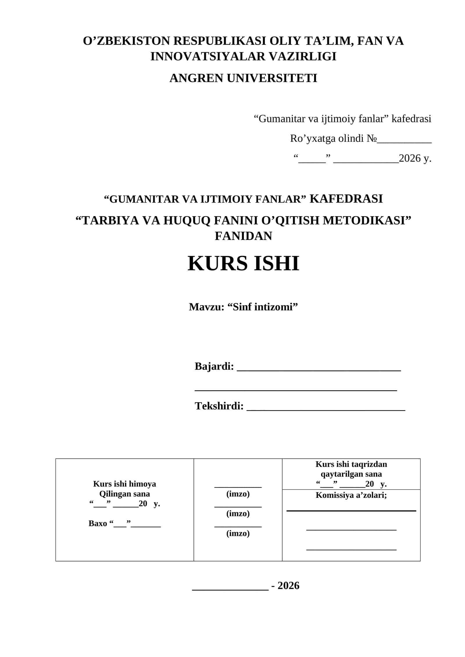 “Sinf intizomi”