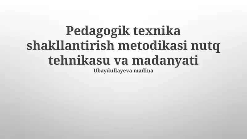 Pedagogik Texnika Shakillantirish Metodologiyasi
