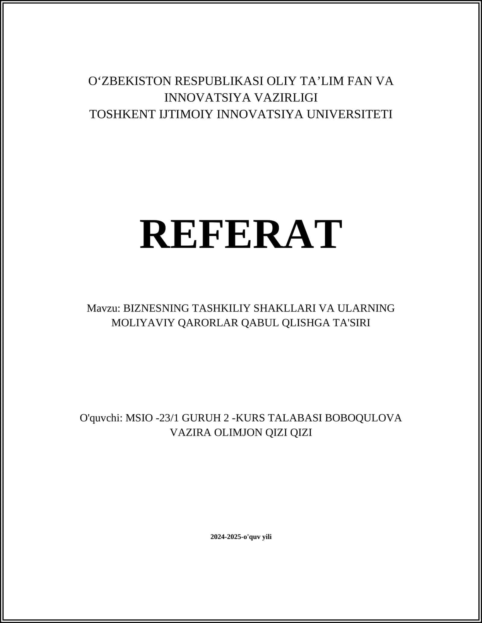 Korxona Turi va Uning Shakllanishi