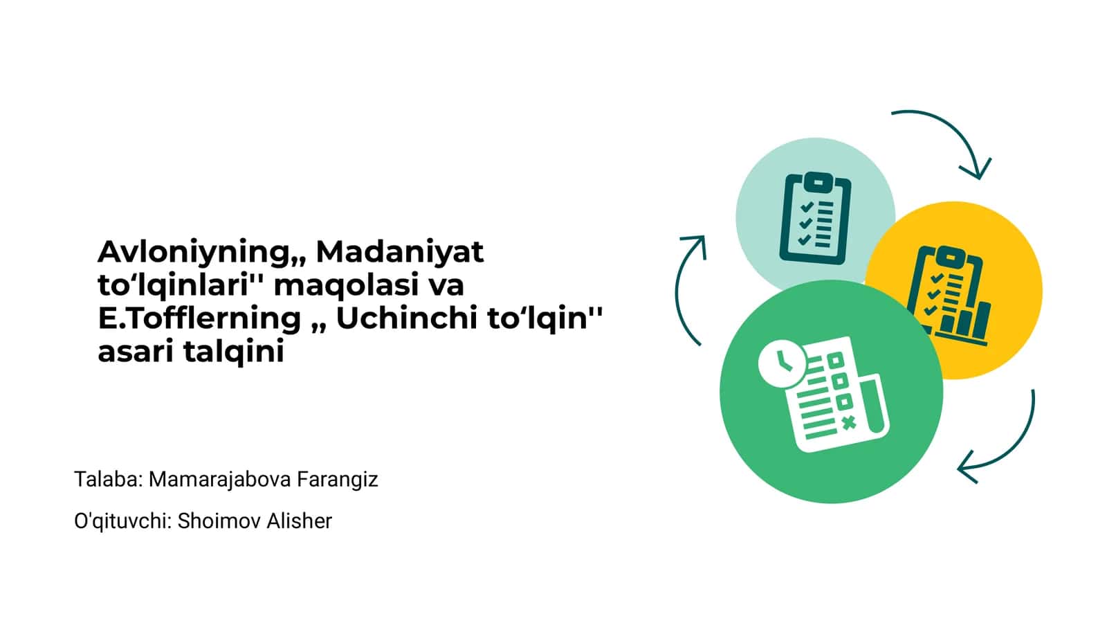 Avloniyning Madaniyat Toʻlqinlari va E.Tofflerning Uchinchi Toʻlqin Asari Talqini