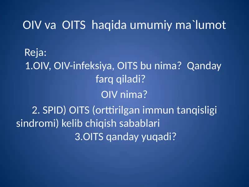 OIV, OIV-infeksiya, OITS