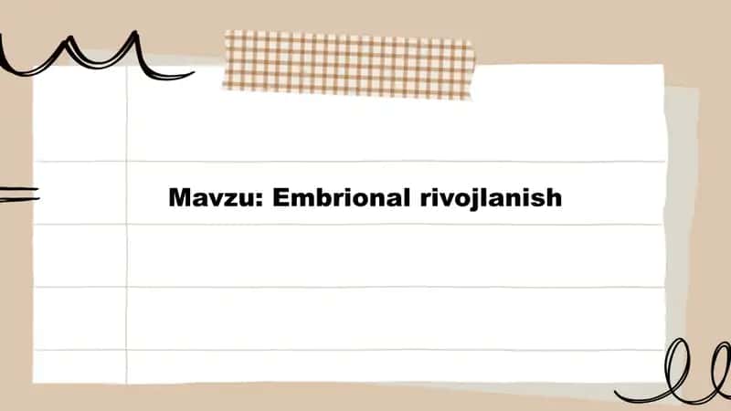 Embrional rivojlanish
