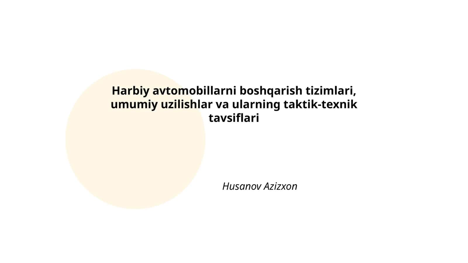 Harbiy avtomobillarni boshqarish tizimlari, umumiy uzilishlar va ularning taktik-texnik tavsiflari