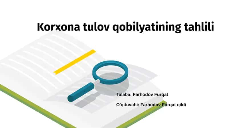 Korxona tulov qobilyatining tahlili