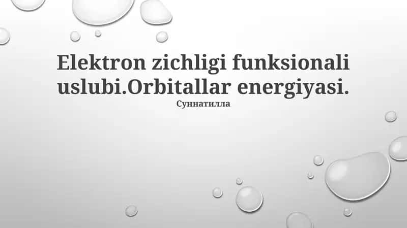 Elektron zichligi funksionali uslubi