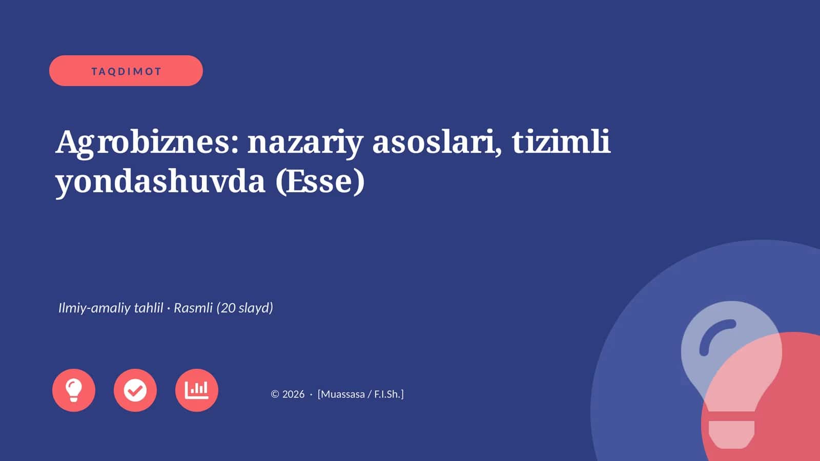 Agrobiznes: nazariy asoslari, tizimli yondashuvda (Esse)