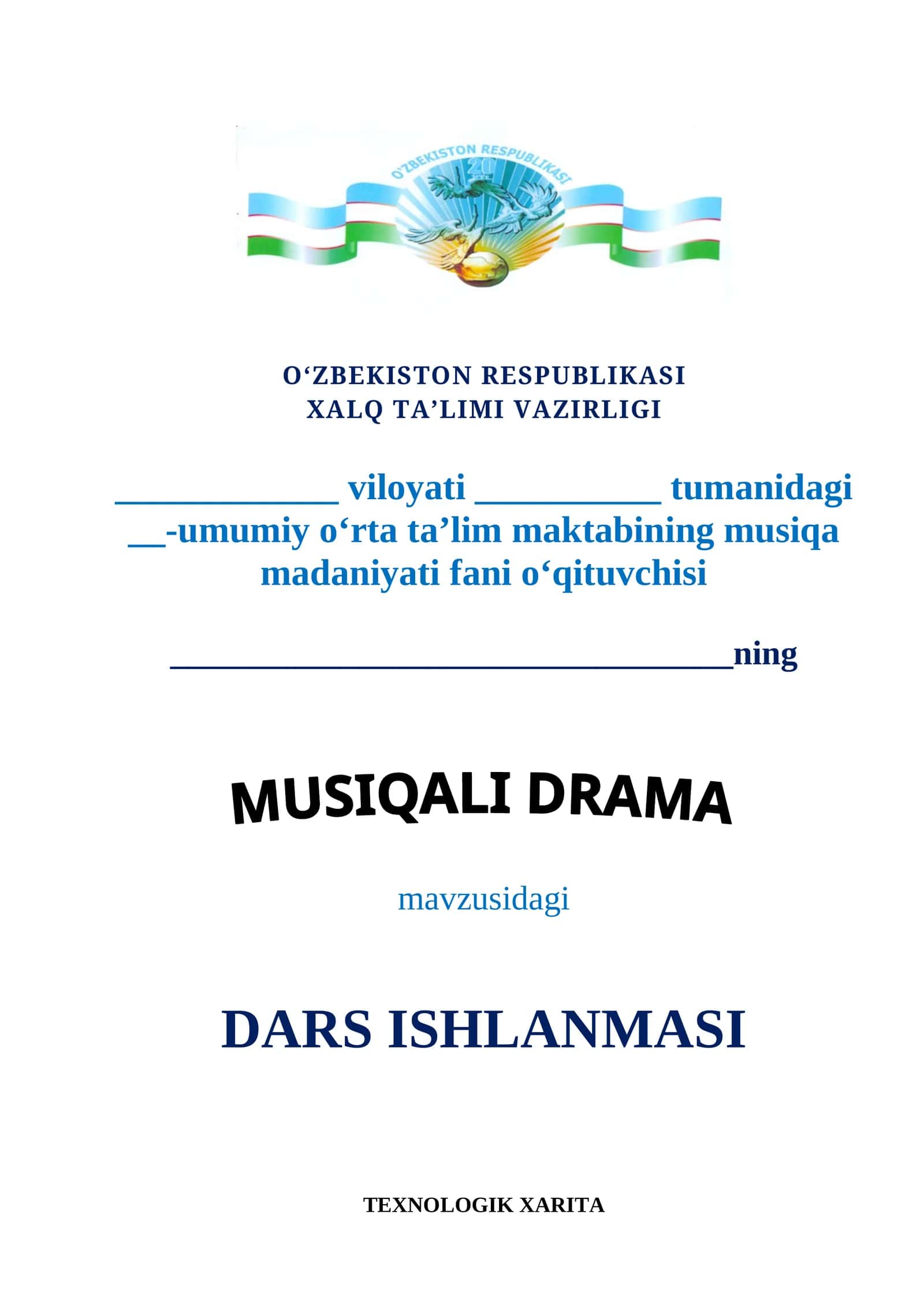 5-sinf Musiqa ochiq dars ishlanma. Musiqali drama