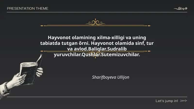 Hayvonot olamining xilma-xilligi va uning tabiatda tutgan õrni