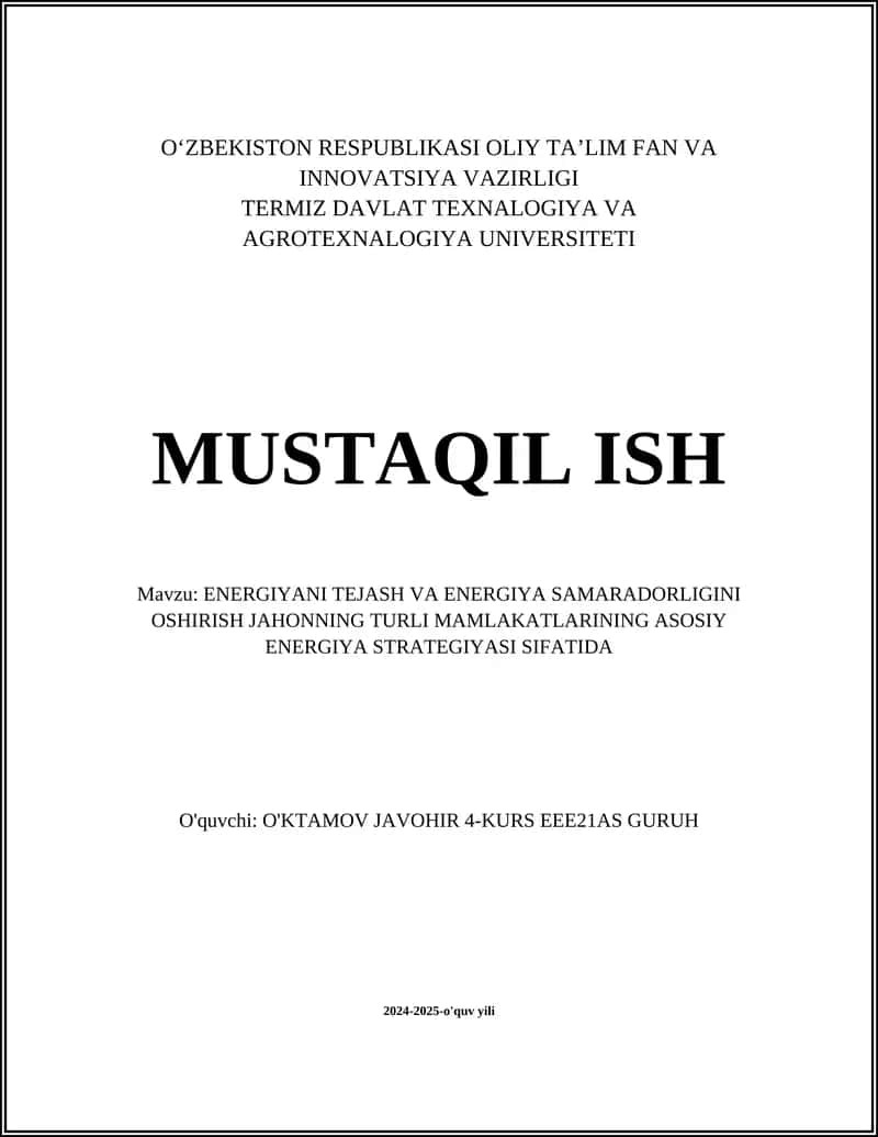 Yashil energiya texnologiyalari