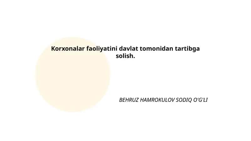 Davlat Tomonidan Korxonalar Faoliyatini Tartibga Solish
