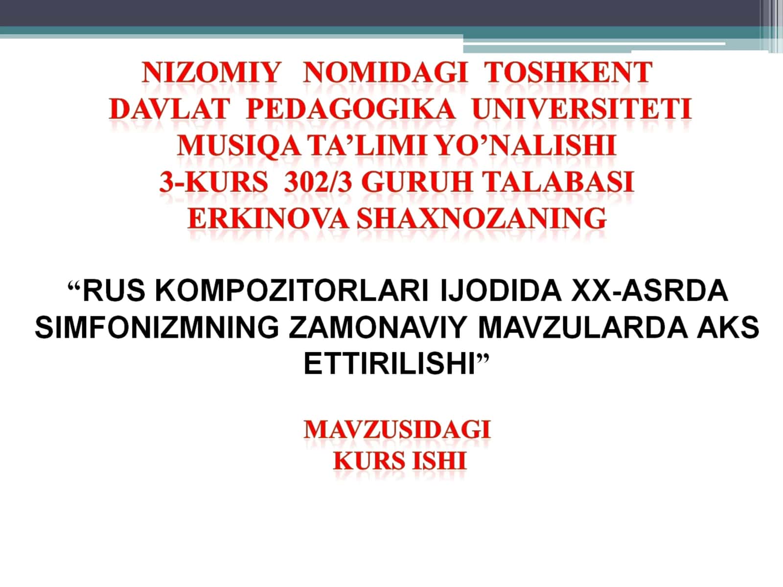 XX ASR RUS MUSIQASINING RIVOJLANISHI TARIXIY BOSQICHLARI